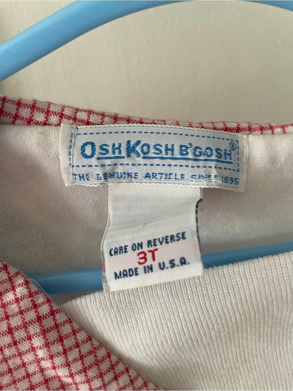 RARE VtgOSH Kosh B'gosh Navy Plaid Suspender Shorts with White Top - Red Accents